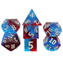 7Pcs Glitters Dices Pack for Family Gaming Night Role Playing Fun Red blue and white
