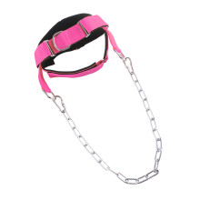 Neck Training Exerciser with Steel Chain Traps Muscle Builder Head Harness Rose Red