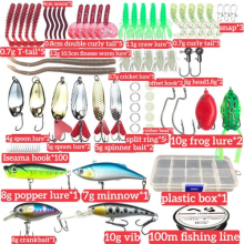 Fishing Lures Kit for Bass Trout Tackle Box 163PCS with Soft Baits Crankbait