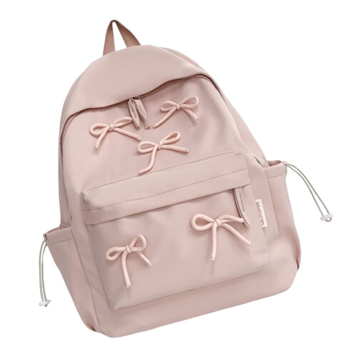 Large Capacity Backpack Student School Backpack Teen Lovely Bows Backpack Pink