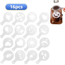 Coffee Barista Stencils Cappuccino Latte Hot Chocolate Art Tool Kit 16PCS