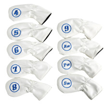 9Pcs Golfs Head Cover PU Golfs Club Cover Iron Headcover Golfs Club Head Cover White