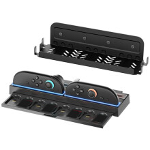 Wall-Mount Charging Dock for 2 Console and Joy-Cons, Featuring Game Cartridge Storage.