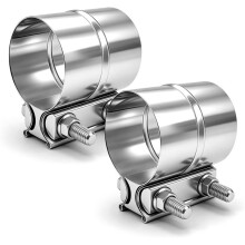 2.5" Exhaust Clamp, 2 1/2 Lap Joint Clamp 304 Stainless Steel for 2.5" Od to 2.64" Od Exhaust Pipe, Muffler(2 Packs)