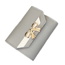 Small Change Coin Purse for Women Girl Fashion Purse Clutch Bag Trifold Wallet Gray