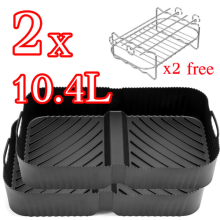 2X 10.4L Air Fryer Accessories Steel Racks Liners Dual.Basket For Ninja.AF500UK