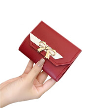 Clutch Bag Trifold Credit Card Holder Coin Purse Small Change Wallet Portable Red