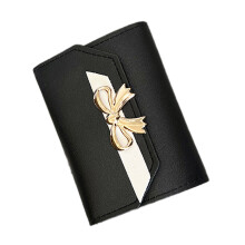 Clutch Bag Trifold Credit Card Holder Coin Purse Small Change Wallet Portable Black