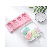 Silicone Ice Cream Mold Frozne Pops Molds with Lid Reusable Chocolate 4 Cavities