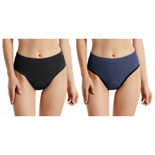Women's Bike Brief Underwear Shorts 2 Pack, Breathable 3D Liner Fit Black dark blue 2