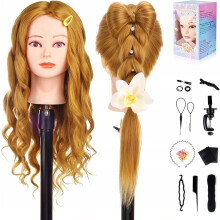 TopDirect Główka fryzjerska 66 cm, 70% prawdziwych włosów rude + akcesoria