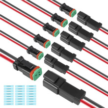 Kit 6 Deutsch DT 2 Broches Noir Mâle Femelle Faisceau de Câblage Deutsch Pigtail 2 Fils Connecteur Électrique Automobile
