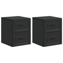 vidaXL Wall-Mounted Bedside Cabinet 2 pcs Black 34.5 x 33 x 40 cm