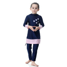 Muslims Swimwear for Girl Modest Bathing Suit Full Cover Swimsuit Navy blue 140cm