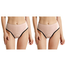 Women's Training Bike Underwear Shorts 2 Pack, High Waist Padded Briefs Peach 3