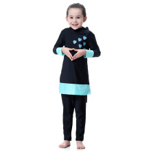 Muslims Swimwear for Girl Modest Bathing Suit Full Cover Swimsuit Beachwear Black 120cm