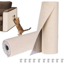 Kattklösmöbel Skydd, DIY Kattklösmatta för Soffa, Vägg, Kattpost, Kattträd (78.7x15.8 Beige)