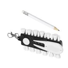Portable Golf Tees Holder Golf Tees Rack with 12pcs Tees, Green Fork and Pencil