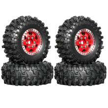 4 Pièces Roues et Pneus Beadlock 1.0" Pneus de 1.0 Pouce Jantes en Plastique pour Voiture 1:24 pour Axial AX24 SCX24