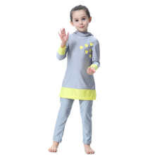 Girls Long Sleeves Swimming Tops Swimming Pants Children Muslims Swimsuit Gray 90cm