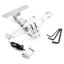 Suporte de Placa de Licença Universal para Motocicleta com Luz LED, Suporte de Placa de Licença de Alumínio CNC para Motocicleta