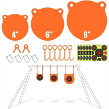 3/8" AR500 Steel Gong Target Set for Shootings & Hanging Kit & 10x Paper Targets