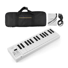 Folding Piano Keyboard 61 Key Piano Multifunctional Electric Piano White with gig bag