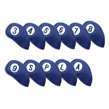 11Pcs Golf Head Cover Synthetic PU Leathers Golf Iron Head Cover with Big Number Blue