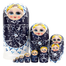 Wood Russian Nesting Dolls 10Pcs Classical Matryoshka Table Decors Stackable Toy