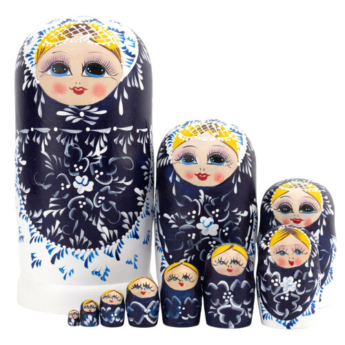 Wood Russian Nesting Dolls 10Pcs Classical Matryoshka Table Decors Stackable Toy
