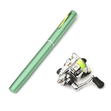 Fishing Rod Collapsible Fishing Rod for Freshwater Fishing Pen Shaped Telescopic Green