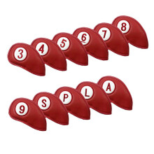 11 Pieces Waterproof Golf Putter Covers Golf Iron Head Cover PU Golf Club Covers Red