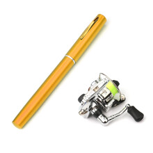Pen Shaped Fishing Rod Reel Combo Sets, Mini Telescopic Portable Pen Fishing Rod Gold