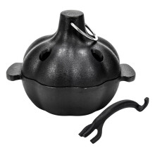 Cast Iron Garlic Roaster with Handle, Smoker Roaster, Garlic Cooker, Garlic Baker, Garlic Roasting Pot, Potato Baker