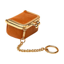 Compact Jewelry Holder with Key Chain for Purse Storage and Carry Brown