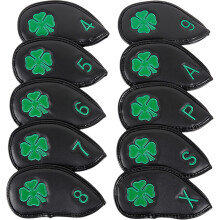 10Pcs Waterproofs Golfs Headcover Protective Cover PU Leather Golfs Iron Head Cover Black