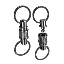 Detachable Pull Apart Keychain Swivel Key Holder Clip Aluminum for Bags Keys Grey