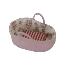 Soft Small Doll Bassinet Accessory for Cloth Dolls and Tabletop Styling Pink
