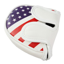 Flags Pattern PU Leather Golf Iron Club Head Cover Putter Protector The ears are large a