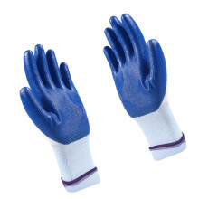 Reusable Utility Gloves Nitrile Coated and Inner Layer Support for Repair Tasks Blue