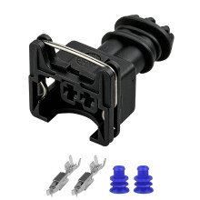 Engine Bay Fuel Plug Kit with 2 Pin Socket Parts for Repair Use 282189-1 Black