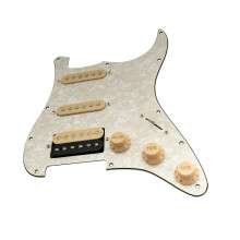 Electric Guitar Guard Plate Assembly with Pickup Controls and Wiring White
