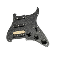 Loaded Guitar Guard Plate with HSS Pickup Layout and Control Knobs Black