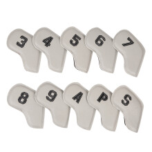 10Pcs Golfs Club Head Cover Putter Protector PU Leather Golfs Iron Headcover Silver gray