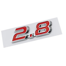 2.8 Car Badge, 3D ABS Exterior Accent Multiple Styles for Trunk Styling Update Red silver