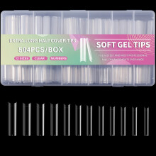 504x Extra Long Full Cover Tips Soft Gels Tips Clear Ballerinas False water pipe nails