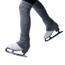 Tall Lower Leg Warmers Leg Sleeves for Rink Routines with Soft Ribbed Support Gray