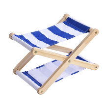 Outdoor Head Support Pillow Support Headrest with Canvas and Wood for Blue and white