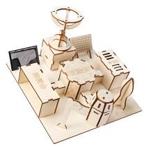 Wooden Science Craft Space Base Building Model for Kids Space Building Play