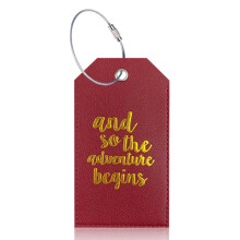 Secure Luggage Labels with Full Back Privacy Cover Easily Identify Your Baggage Burgundy